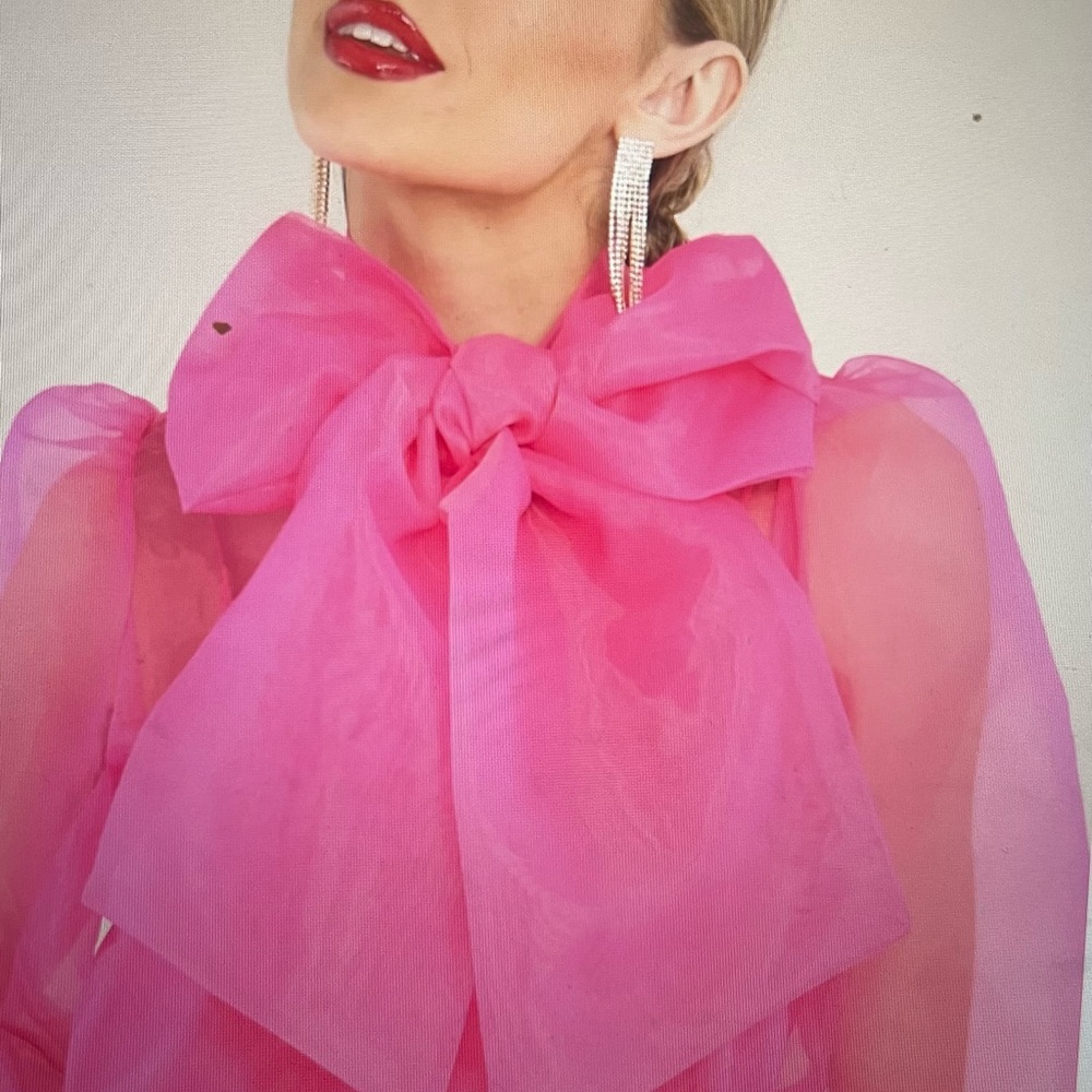 Hot pink top with BIG bow size L